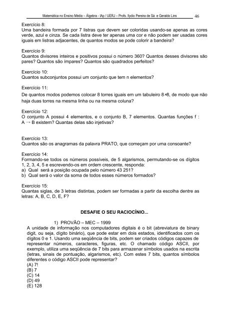 MatemÃ¡tica no Ensino MÃ©dio - parte de Ãlgebra - 2Âª sÃ©rie