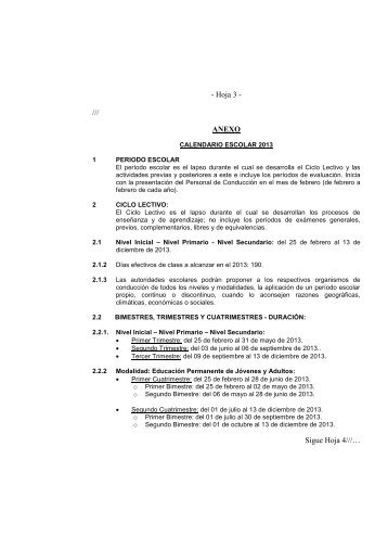 Calendario Escolar 2013 - Escuela TÃ©cnica ValentÃ­n Virasoro