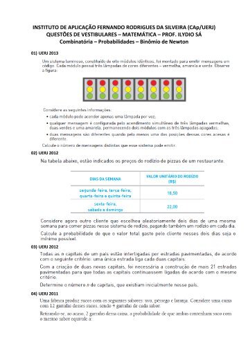 QUESTÃES DE VESTIBULARES - A Magia da MatemÃ¡tica