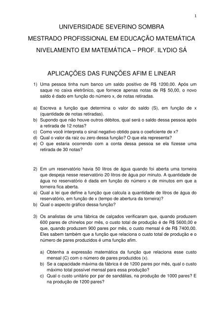 funÃ§Ãµes polinomiais do primeiro grau - A Magia da MatemÃ¡tica