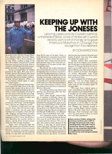 Steve Jones article from The Runner Magazine in January 1985