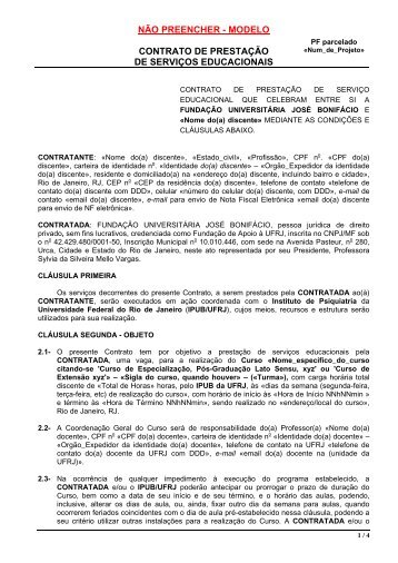 NÃO PREENCHER - MODELO CONTRATO DE ... - IPUB - UFRJ