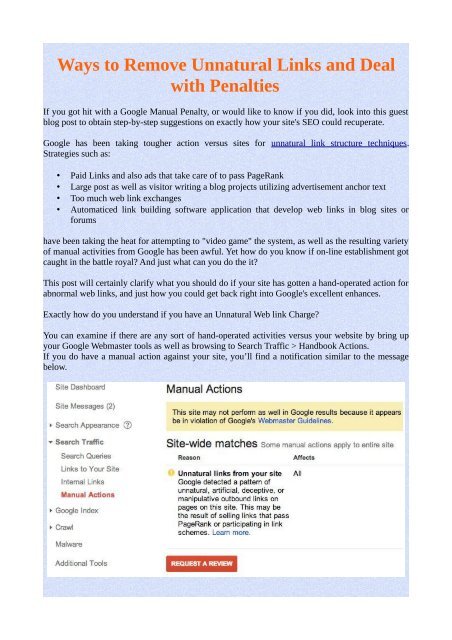 Ways to Remove Unnatural Links and Deal with Penalties