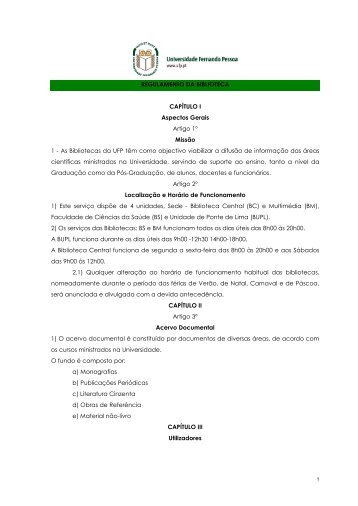 Regulamento - Universidade Fernando Pessoa
