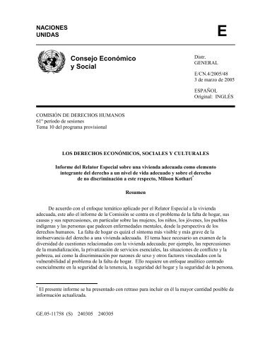 Informe del Relator Especial sobre una vivienda ... - Direito Ã  moradia