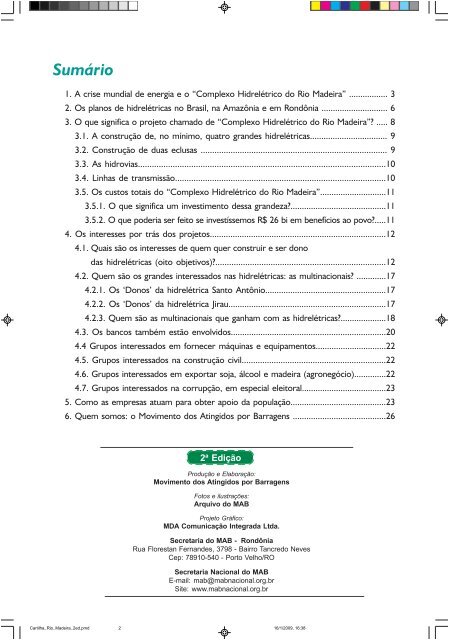 Cartilha de estudo - Movimento dos Atingidos por Barragens (MAB)