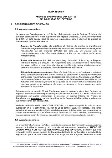 ficha técnica de anexo transaccional - Servicio de Rentas Internas