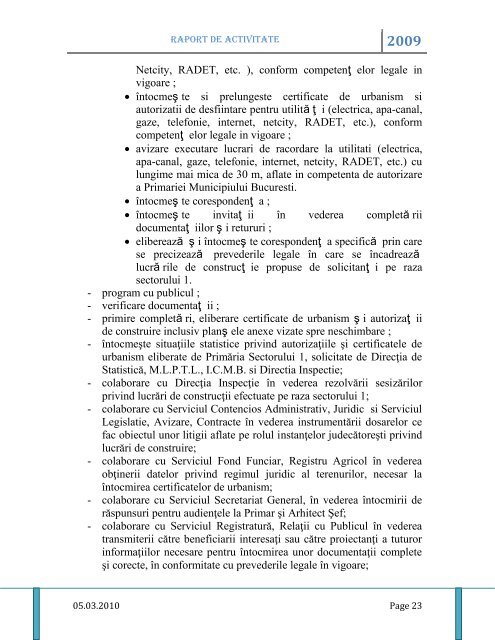 2009 - PrimÄria Sectorului 1