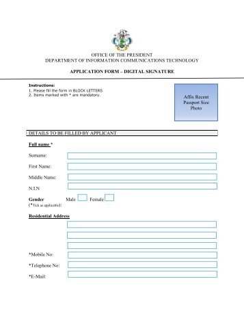 Digital Signature Application Form