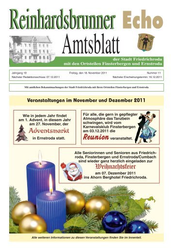 Veranstaltungen im November und Dezember 2011 - Friedrichroda