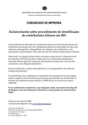 COMUNICADO DE IMPRENSA - PÃºblico