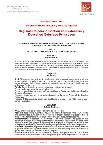 Reglamento para la GestiÃ³n de Sustancias y Desechos ... - Estrucplan