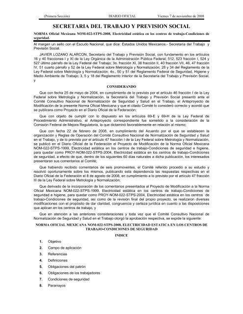 NOM-022-STPS-2008, El - Normas Oficiales Mexicanas de ...