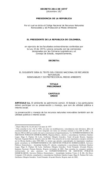 Decreto 2811 de 1974 - Parques Nacionales de Colombia