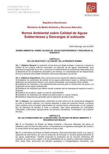 Norma Ambiental sobre Calidad de Aguas ... - Estrucplan