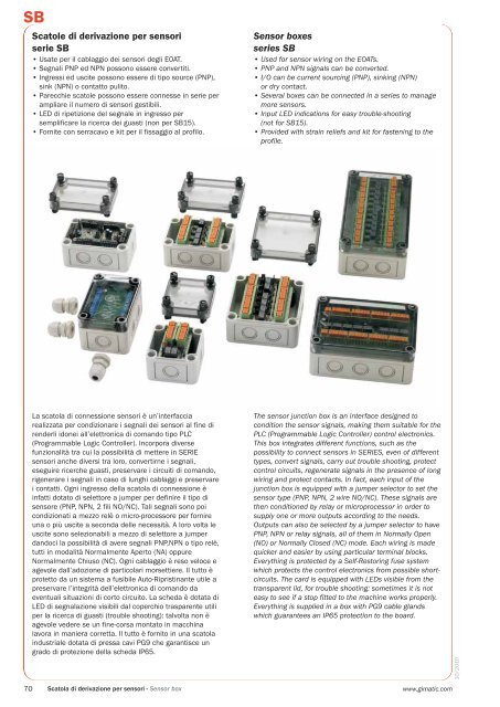 Sensor boxes series SB Scatole di derivazione ... - GimaticUSA.com