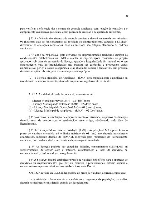 Decreto de RegulamentaÃ§Ã£o do Licenciamento Ambiental - Linhares