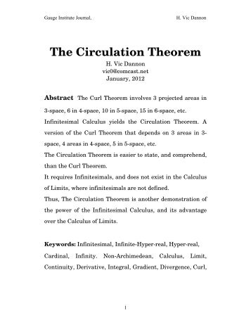 The Infinitesimal Circulation Theorem - Gauge-institute.org