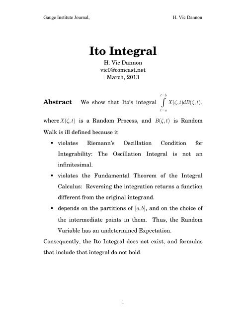 Ito Integral - Gauge-institute.org