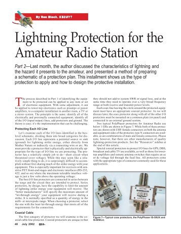 Lightning Protection for the Amateur Radio Station - Part 2 - SGC