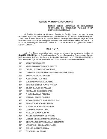 decreto 1491-2012 - nomeia - Linhares