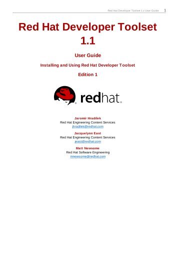 Red Hat Developer Toolset 1.x User Guide - Linux