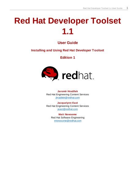 Red Hat Developer Toolset 1.x User Guide - Linux