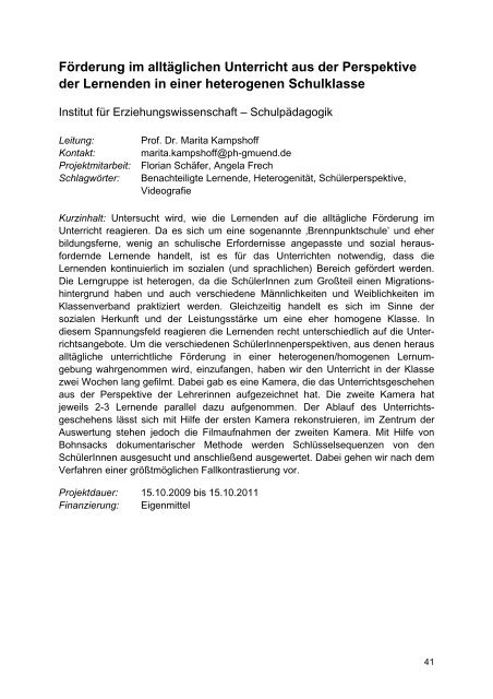 Forschungsbericht 2008 - Pädagogische Hochschule - Schwäbisch ...