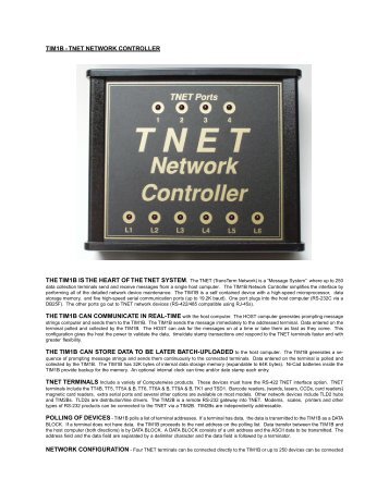 TIM1B - TNET NETWORK CONTROLLER THE ... - ComputerWise