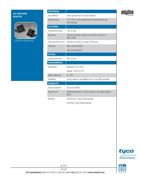 Elo U.S. Touchmonitor Catalog - Tek Solutions