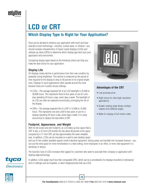 Elo U.S. Touchmonitor Catalog - Tek Solutions