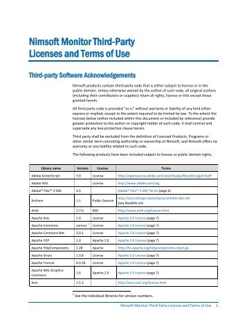 Nimsoft Monitor Third-Party Licenses and Terms ... - Docs.nimsoft.com