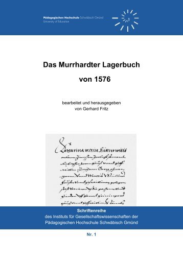 Das Murrhardter Lagerbuch von 1576 - Pädagogische Hochschule ...