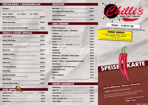 SPEISE KARTE SPEISE KARTE - Chillis Restaurant Bramsche