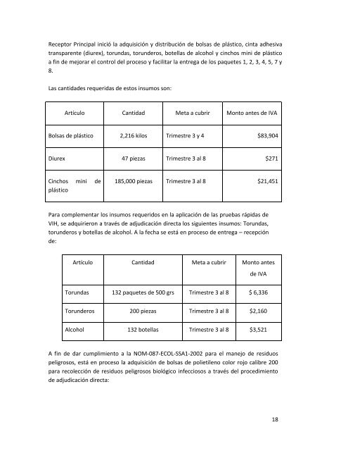 Informe Trimestral. Julio a septiembre de 2011 - Proyecto - Funsalud