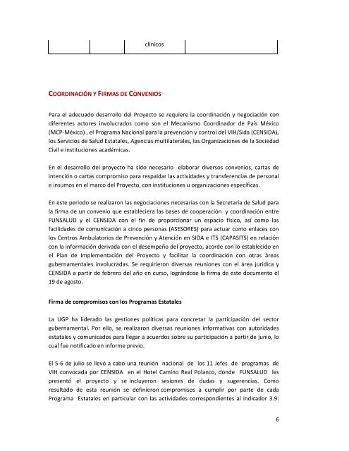 Informe Trimestral. Julio a septiembre de 2011 - Proyecto - Funsalud