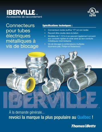 Iberville Connecteurs pour tubes Ã©lectriques mÃ©talliques Ã  vis de ...