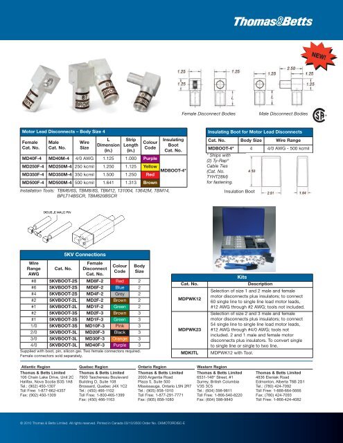 Color-Keyed Motor Lead Disconnects