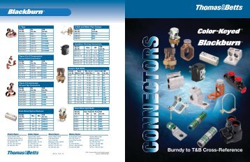 Color-Keyed Blackburn Connectors Burndy to T&B Cross-Reference