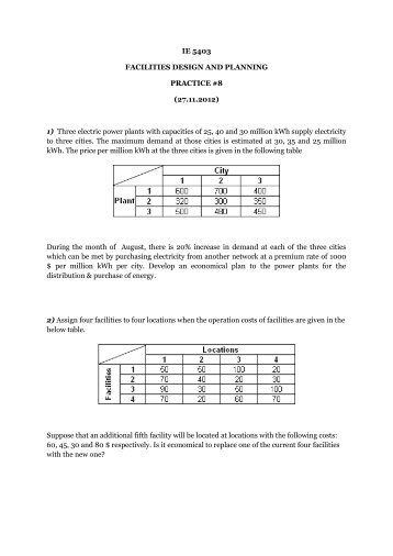 IE 5403 FACILITIES DESIGN AND PLANNING PRACTICE #8 (27.11 ...