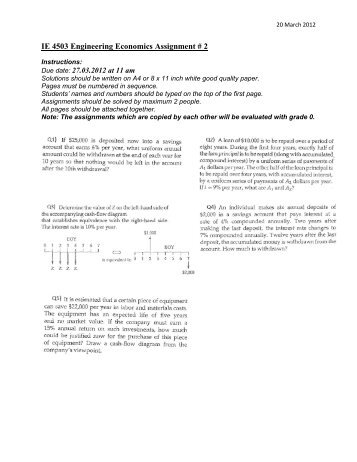 IE 4503 Engineering Economics Assignment # 2