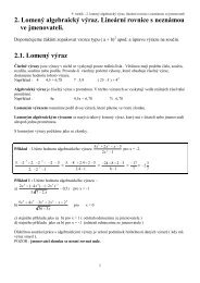 2. LomenÃ½ algebraickÃ½ vÃ½raz. LineÃ¡rnÃ­ rovnice s neznÃ¡mou ve ...