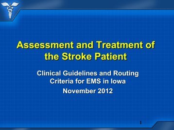 Assessment and Treatment of the Stroke Patient - Iowa Healthcare ...