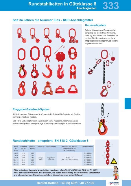 Rundstahlketten in Güteklasse 8 - PHILIPP Gruppe
