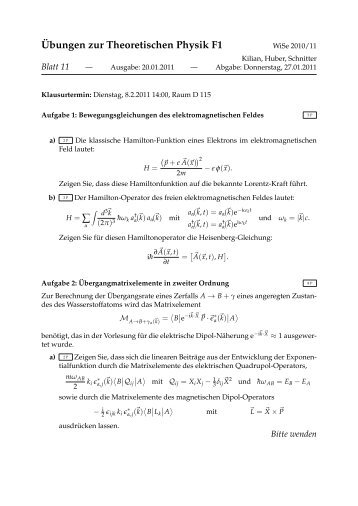 Ãbungen zur Theoretischen Physik F1 - Theoretische Physik 1