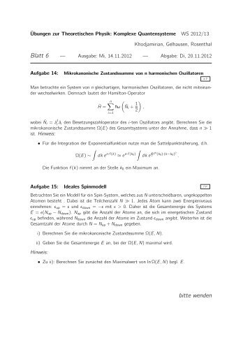 Blatt 6 bitte wenden - Theoretische Physik 1