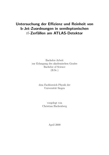 Untersuchung der Effizienz und Reinheit von b-Jet-Zuordnungen in ...