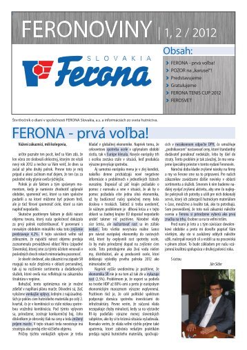 feronoviny (PDF) - FERONA Slovakia, as