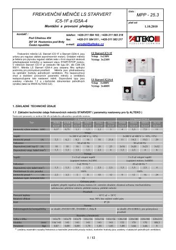 FREKVENÄNÃ MÄNIÄE LS STARVERT MPP - 25.3 iC5 ... - ALTEKO