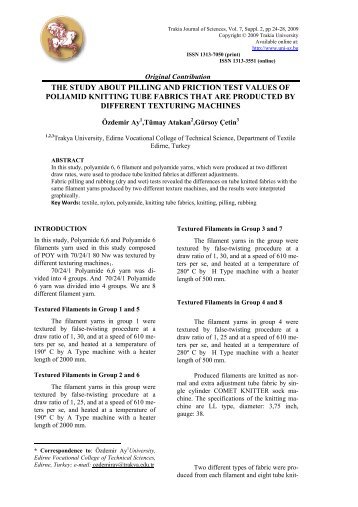 the study about pilling and friction test values of poliamid ... - uni-sz.bg